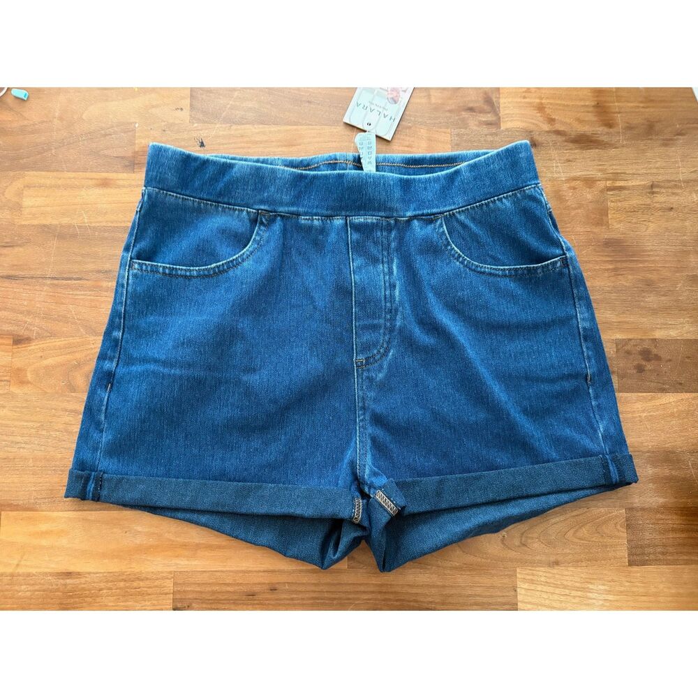 HALARA High Waisted Pull-On Denim Shorts Medium Wash Size M NWT